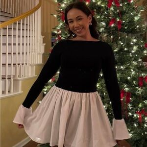 Meshki Black and White long sleeve dress